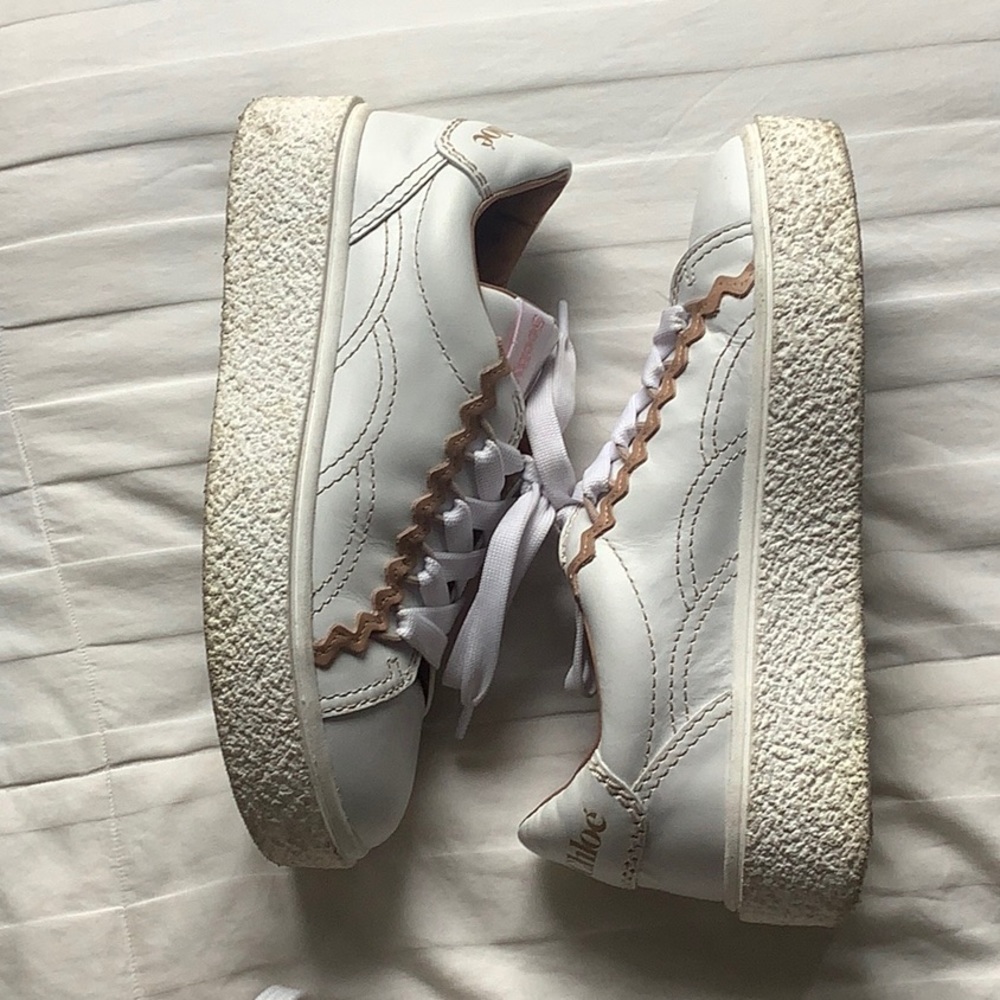 See By Chloe white and brown sevy sneaker size 35